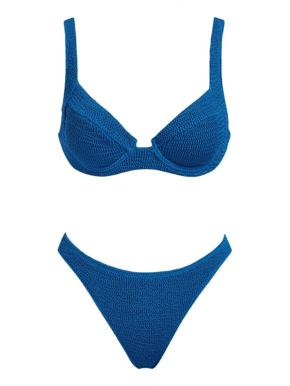 VOLAFA Women's Triangle Bikini Set Textured Push Up Underwire Solid Cheeky 2Pcs